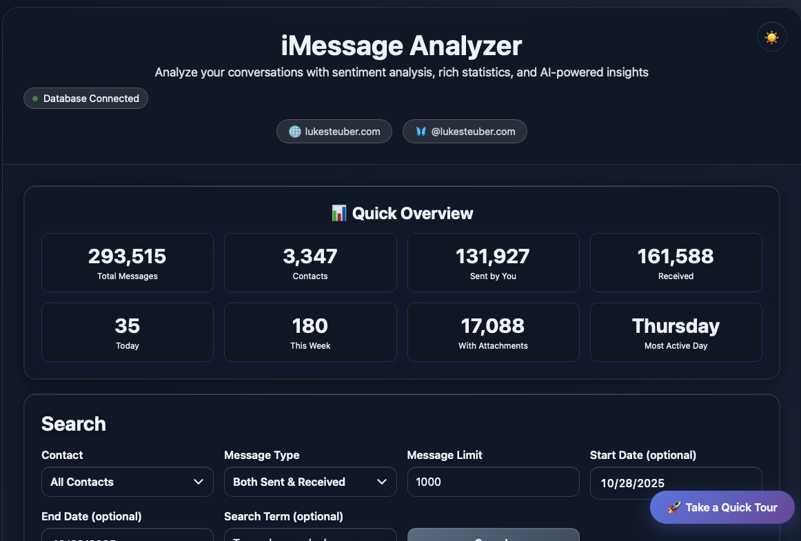 iMessage Analyzer main interface