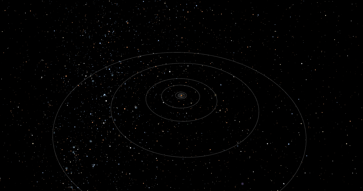 Orrery — solar system rendered in 3D with planet orbits visible.