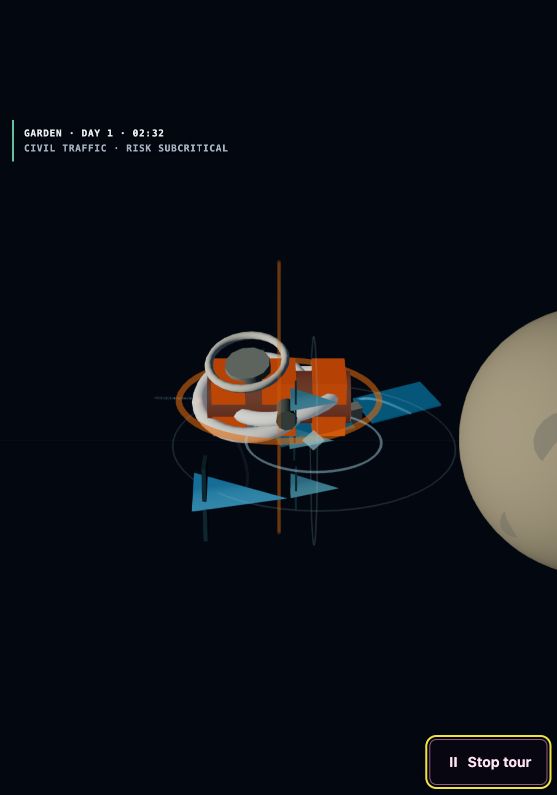 Habitats, ferries, and orbital traffic clustered around Earth and the Moon